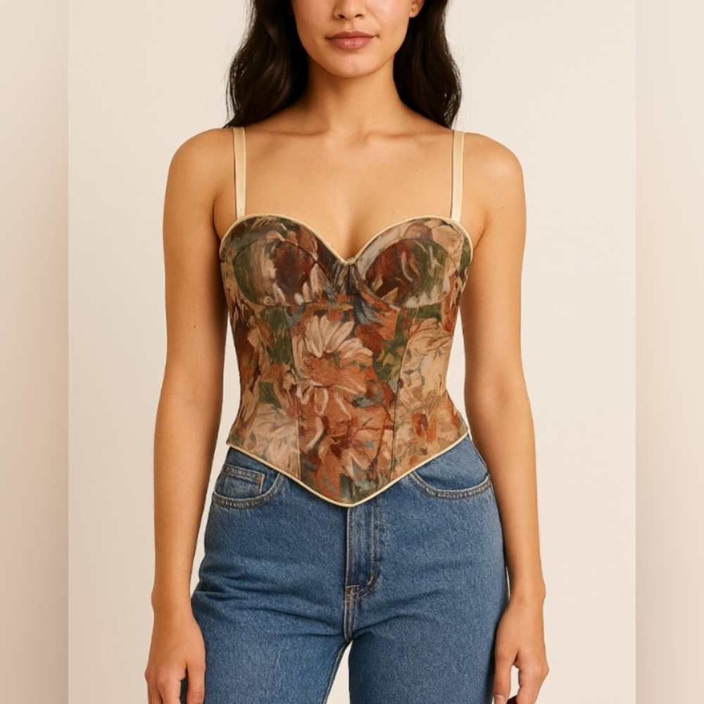 Floral Corset Top NWOT